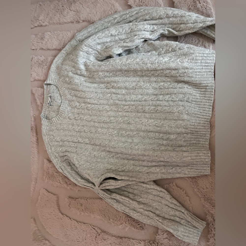Cozy Gray Cable Knit Sweater